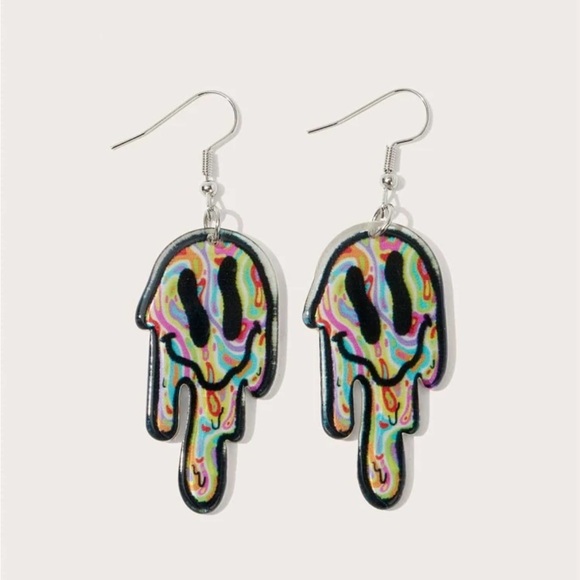Other - Sick acid psychedelic trippy smiley face earrings hypoallergenic stainle…